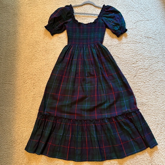 HILL HOUSA LOUISA NAP DRESS in BLACK WATCH - MIDNIGHT TARTAN XS - Picture 5 of 6
